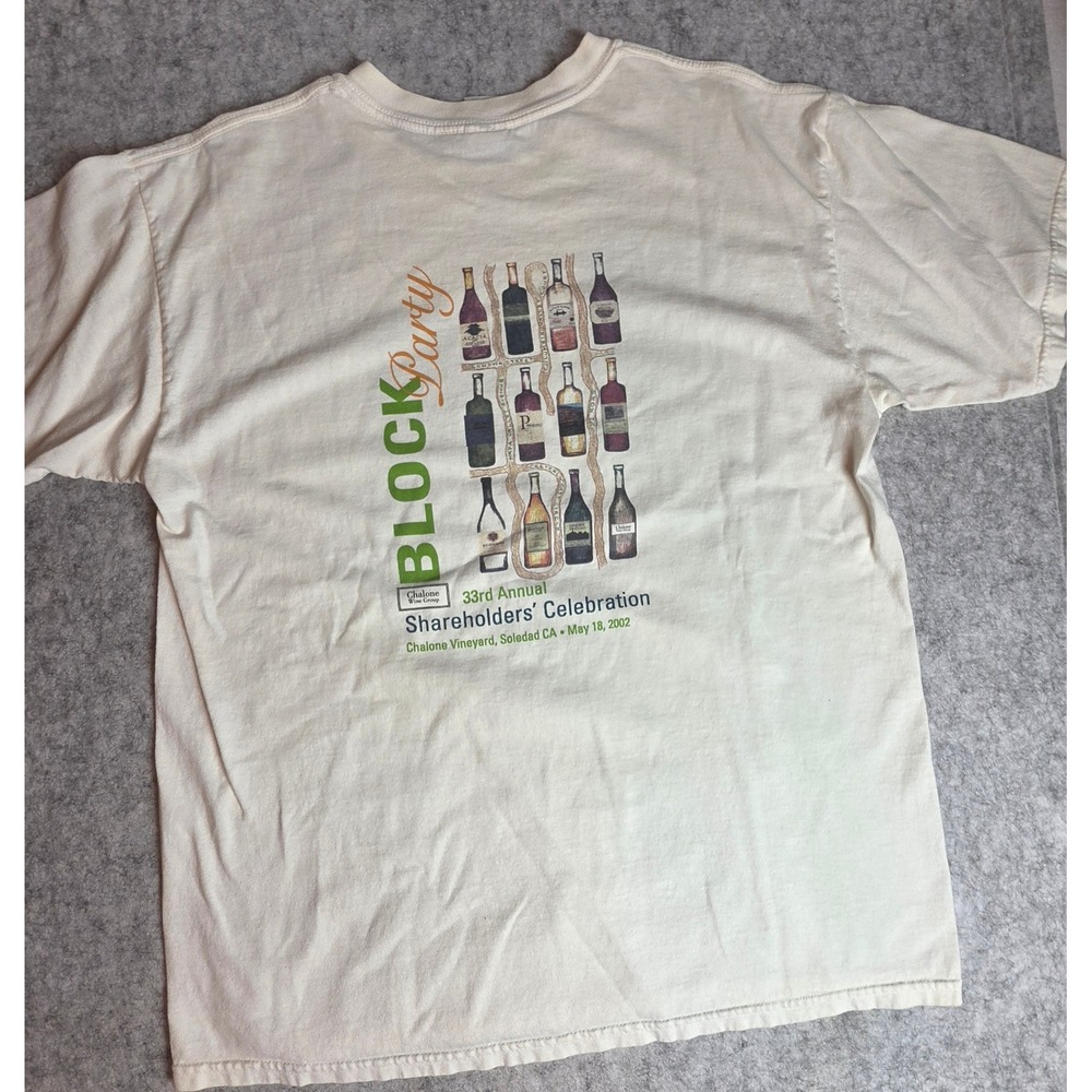 Vintage 2002 Chalone Vineyard Wine Block Party T-Shirt White Large Y2K Promo